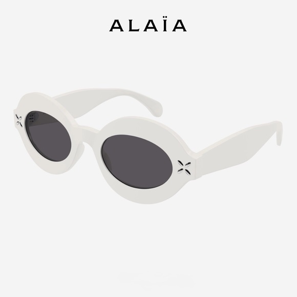 New! Alaïa White Oval Sunglasses AA0059S 002, Authentic - Picture 1 of 16